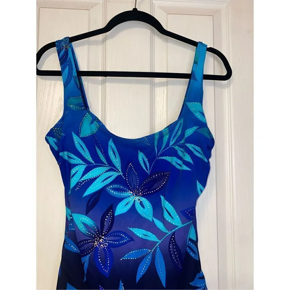 Croft & Barrow Women’s One Piece Swimsuit Sz. 14 Crisscross Back